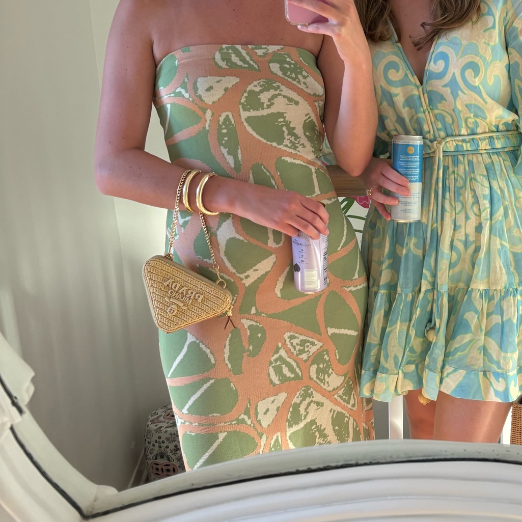 Alexis Pollie Green And Pink Patterned Dress